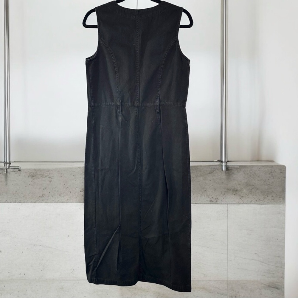 Vintage 90’s Black Denim Sleeveless Button Down Maxi Dress Size 6 Y2K - Picture 2 of 7
